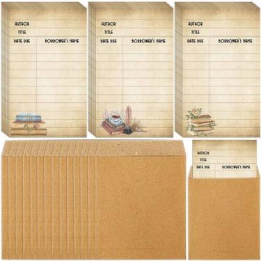 Imagem de Bolsos autoadesivos para livros de biblioteca Envelope Roowest, pacote