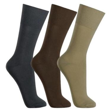 Imagem de Kit 6 Pares Meia Social Selene Masculina 8500, Cafe, Castor, Preto