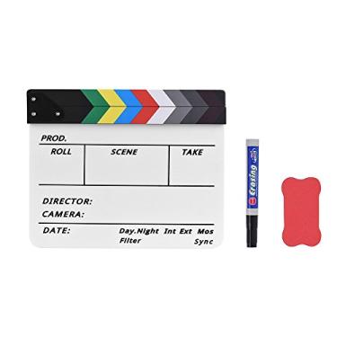 Imagem de lyrlody Lyrlody Acrylic Dry Erase Clapper Board Kit, Diretor de Cinema Slate Com área de Timecode para Filmes de Vídeo, Inclui um Marcador Magnético Pen & Felt (Bastão multicolorido)