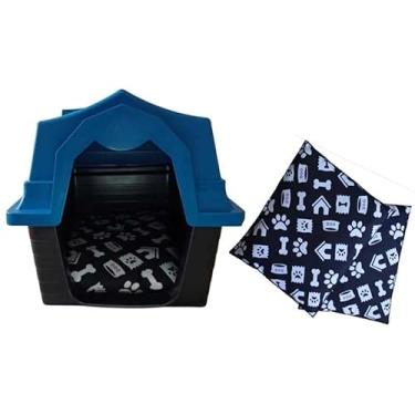 Imagem de Casa De Cachorro De MéDio A Grande Porte Com 2 Almofadas, Casinha Para Animais De EstimaçãO, ProteçãO Uv.(AZUL)
