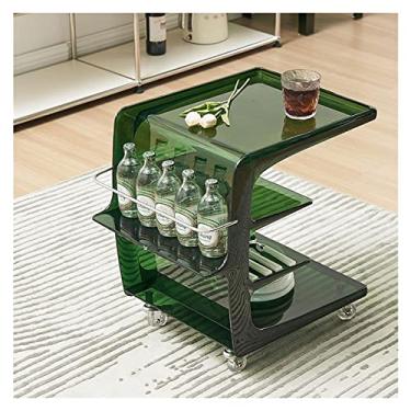 Imagem de Mesa de centro de design simples, mesa lateral de 4 andares, mesa lateral para escritório, casa, cozinha, organização, mesa de cabeceira, mesa de cabeceira com rodas, mesa lateral minimalista para