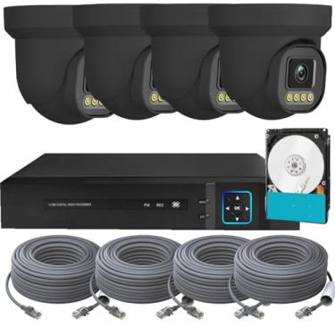 Imagem de 5iktery Sistema De Câmera De Segurança Inteligente Poe 5Mp 4 Canais Para Vigilância Nvr Externa Residencial, 4 Câmeras Poe 5Mp Com Fio E Visão Noturna, Detecção Humana, Nvr 4K Com Hd De 1 Tb Para Gr
