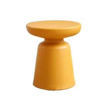 Imagem de Mesa lateral minimalista pequena redonda sofá mesa lateral de canto colorido mini armazenamento sala de estar varanda quarto (amarelo)