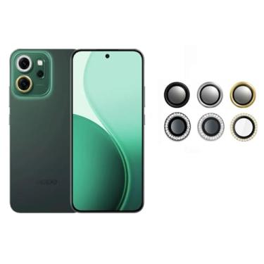 Imagem de Kit (02 PÇS) Película Protetora da Lente Câmera Colorida Lisa ou C/Strass Para Oppo Reno14 / Reno14 F (PRATA C/STRASS)