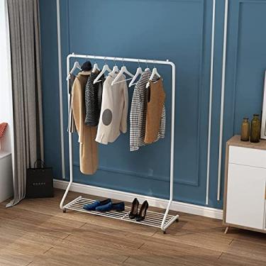 Imagem de Cabide para roupa cabide com prateleiras, cabide para roupa desmontável resistente com sapatos para armazenamento, suporta até 60 kg suporte para barra de roupa para decoração de quarto, branco