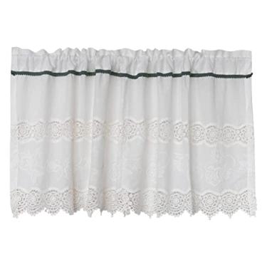 Imagem de LUOFDCLDDD Cortina, cortina de cozinha quantidade caixa semi-transparente cortina curta cortina cortada corte bordado recorte cortina para mão lavagem mesa/armário/prateleira/branco/200 cm * 70 cm