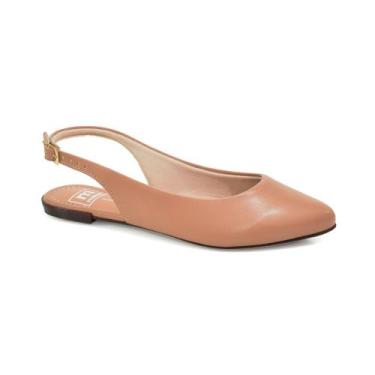 Imagem de Sapato Feminino Moleca Sling Casual Nude Confortável, Nude, 35