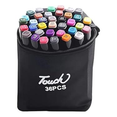 Imagem de Maleta de Canetas Coloridas 36 Cores Touch Sweet K51 Duas Pontas Hidrográficas Álcool Não Tóxicas com Estojo Portátil