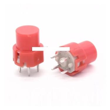 Imagem de Interruptores de tato DC30V 30mA verticais 4 pinos vermelhos interruptores de botão de cabeça redonda WWECCQIJ
