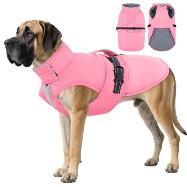 Imagem de IECOii Jaqueta quente para cães – Colete de inverno refletivo e ajustável, à prova de vento e à prova d'água e casaco de lã quente para alemão, caminhada na neve e chuva, esqui, laranja, tamanho 5GG