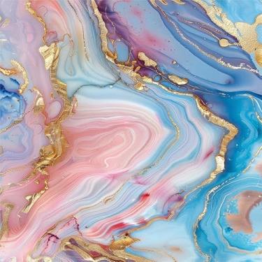 Imagem de Papel de parede moderno rosa azul amarelo mármore abstrato colorido para contato papel de parede adesivo de vinil vintage para quarto, banheiro, armário de cozinha adequado para locatários