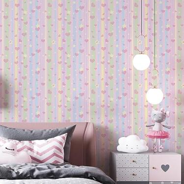 Imagem de Papel De Parede Adesivo Infantil Rosa Quarto De Menina Lúcia