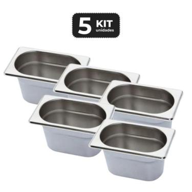 Imagem de Kit 5 cuba sem alca inox 1/9 gn 65 para buffet - Chef Line