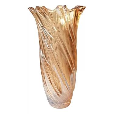 Imagem de Vaso Vidro Grosso Premium Decoração Dourado Metalizado Âmbar