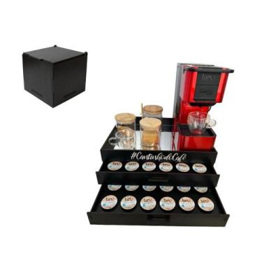 Imagem de Bandeja 2 Gavetas Porta Cápsula Espelhada 3 Corações Preta Cantinho Ca