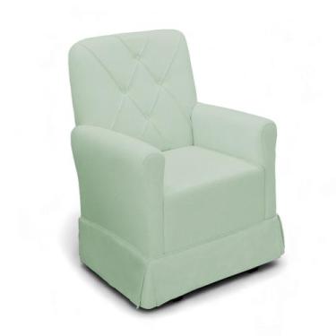 Imagem de Poltrona de Amamentação Balanço com Puff Serena Veludo Verde - Loja Sh