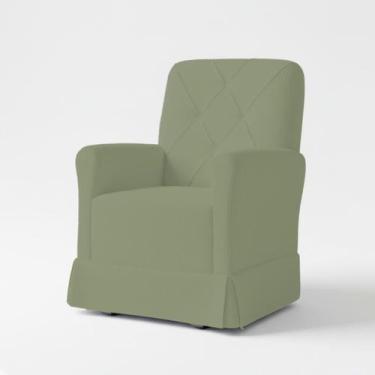 Imagem de Poltrona de Amamentação Balanço com Puff Serena Boucle Verde - Loja Sh