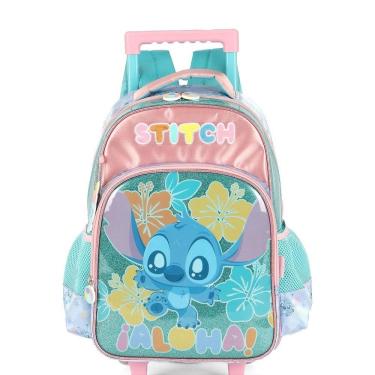 Imagem de Mochila de Rodinhas Luxcel Com Alça Stitch Aloha Turquesa