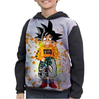 Imagem de Casaco Moletom Infantil Fanart Dragon Ball Goku Criança - smoke, Preto