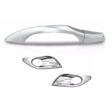 Imagem de Kit Aplique Cromado Maçaneta Moldura do Milha JAC J3  J3 Turin 2011 à 2013