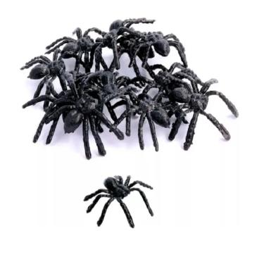 Imagem de Kit C/ 25 Pçs de Mini Aranhas Preta Fake Festas Pegadinhas