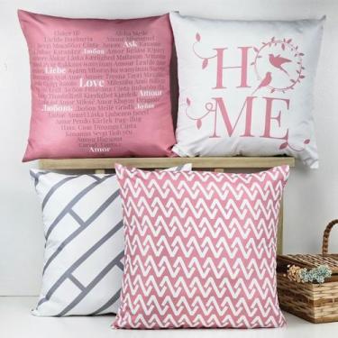 Imagem de Kit 4 Capas de Almofadas Decorativa Home Rosa - OK Darling