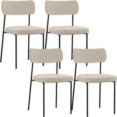 Imagem de Kit 04 Cadeiras Estofada De Jantar Melina L02 Linho Bege - LYAM DECOR