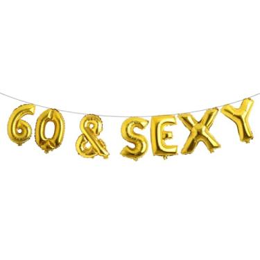 Imagem de Faixa de glitter multicolorida 60 & SEXY - Decorações de feliz aniversário de 60 anos - Artigos de festa de aniversário de 60 anos (60 e ouro sexy)