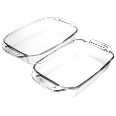 Imagem de Conjunto de Assadeiras Marinex Retangular de Vidro - 2 Peças Com Alça 