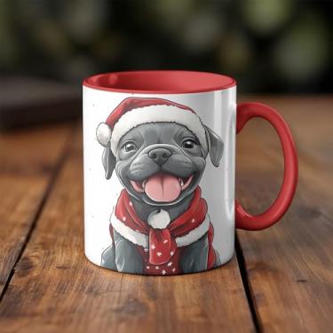 Imagem de Caneca xicara animais Natal dog cachorro feliz 25EI (branco)