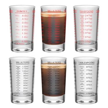 Imagem de Copo medidor de copo de dose de 6 peças, jigger de base pesada de 113 g, copos de café expresso, copo líquido, copos redondos de shot, copos pequenos para vodca, uísque, tequila, expresso, licor (6