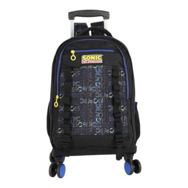 Imagem de Mochila Escolar Rodas 360º E Costas Sonic Meninos - Up4You, Preto