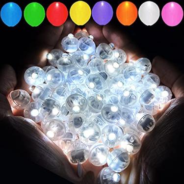 Imagem de 100 peças de luz de balão branco, longo tempo de espera à prova d'água, mini bola de luz de LED redonda para lanternas de papel, balões, festas, casamentos, aniversários, Halloween e festivais, decoração de Natal