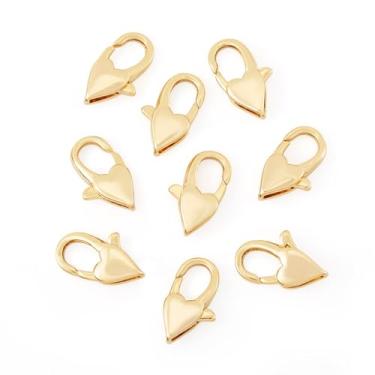 Imagem de Fechos de garra de lagosta de latão, 8 peças, banhado a ouro 18K, fecho de pulseira, fecho de gancho, gancho de lagosta, para brincos faça você mesmo, colar, corrente de cintura, 1,4 x 0,8 x 0,4 cm