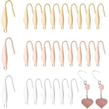 Imagem de 30 peças 3 cores 316 ganchos de brinco de aço inoxidável cirúrgico, fio de orelha, cor mista, 20 x 4,5 x 1 mm, orifício: 1,2 mm, calibre 20, pino: 0,8 mm, 10 peças/cor