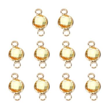 Imagem de Pedra do mês de nascimento, conector de 2 mm, orifício de ouro, 304, contas de cristal de aço inoxidável, elos de vidro, berloque, banhado a prata, redondo, para pingente, tornozeleira, 10 peças