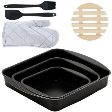 Imagem de Assadeira 3 Pçs + Descanso Panela + Pincel + Espátula +Luva
