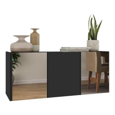 Imagem de Aparador Buffet Suspenso Com Espelhos 3 Portas Multimóveis Mp8004 Pret