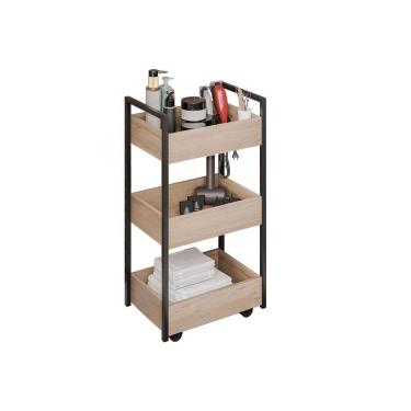 Imagem de Carrinho De Apoio Estética Salão Industrial 3 Prateleiras Lille Freijó-pto M12 - D'rossi