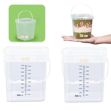 Imagem de UMETASS Balde quadrado transparente de 1 litro com tampas herméticas, recipiente de armazenamento de alimentos sem BPA para despensa de cozinha, preparação de refeições, lanche, arroz, farinha, ração