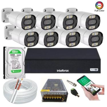 Imagem de Kit Dvr Intelbras 8 Canais H.265 500gb 8 Câmeras Full Hd Imagem Colori