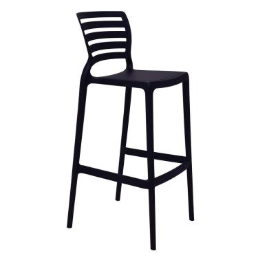 Imagem de Banqueta Para Bar Alta Tramontina Sofia Preta Em Polipropileno Empilhável