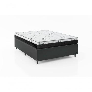 Imagem de Cama Box Casal 138 Sintético Preto Com Colchão Espuma D33 One Face - Bello Box - 58x138x188