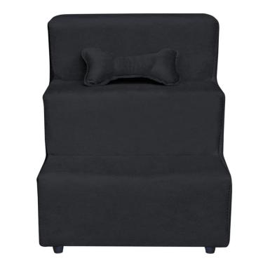 Imagem de Escadinha Pet 3 Degraus Cachorro E Gato Veludo Grafite