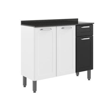 Imagem de Balcão De Aço Com Tampo 3 Portas 1gav Preto Branco Bertolini Branco/preto