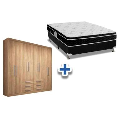 Imagem de Cama Box Casal + Colchão Physical Ortobom + Guarda Roupa Master 8.6 Atacama