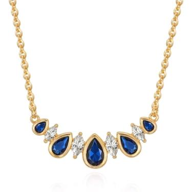 Imagem de MEVECCO Colar gargantilha feminina banhado a ouro 18 k turquesa vermelho rubi zircónio gargantilha pingente colar joia feita à mão para presentes de Natal e aniversário, 16" - 18", Sem Pedra Preciosa