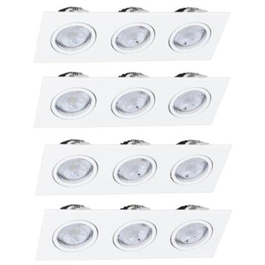 Imagem de Kit 4x Spot Embutir Triplo Face Plana Branco Quadrado LED Integrado 3000K 15W Bivolt