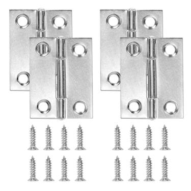 Imagem de Dobradiça de porta de 3,8 cm, Zernmiarder 24 peças de dobradiças de aço inoxidável, dobradiças prateadas para janela, dobradiça interna e externa com parafusos, 38 x 30 x 0,8 mm