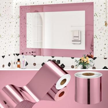 Imagem de WESTICK Papel de parede espelhado rosa dourado autoadesivo rosa metálico 10 x 406 cm